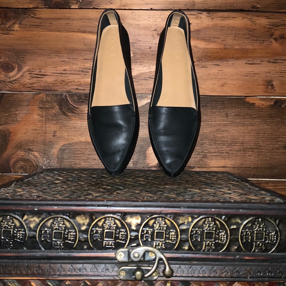 J.Crew black leather Edie Loafers in size 9.5.